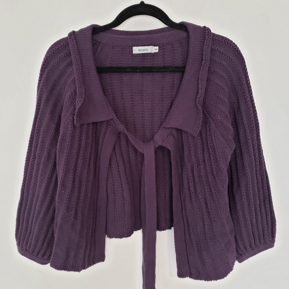 Ricki's Purple Open-Knit Tie-Front Cardigan